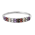 Multi Gemstone Bangle Bracelet in Stainless Steel (6.50 In) 10.50 ctw - Sticky add to cart bar