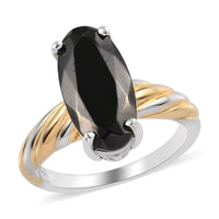 Elite Shungite Solitaire Ring in Vermeil YG and Platinum Over Sterling Silver 2.10 ctw