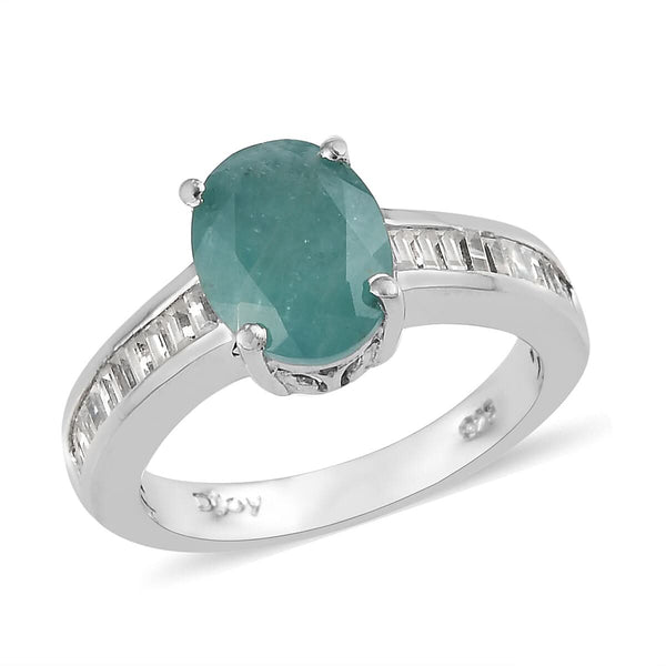 Premium Grandidierite and Natural White Zircon Ring in Platinum Over Sterling Silver 2.50 ctw - Product card gallery slide 1 (9431284383999)