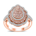 Natural Pink and White Diamond Ring in 18K Vermeil RG Over Sterling Silver (Size 10.0) 1.00 ctw - Sticky add to cart bar