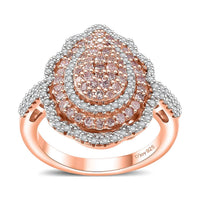 Natural Pink and White Diamond Ring in 18K Vermeil RG Over Sterling Silver (Size 10.0) 1.00 ctw