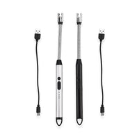 TLV 2pcs Rechargeable Flameless Stainless Steel Electric Lighter - Black and Silver