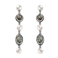 D'Joy Artisan Crafted Blue Horizon Turquoise 3.60 ctw and White Pearl Waterfall Earrings in Black Oxidized Sterling Silver - Sticky add to cart bar