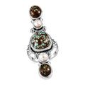 Artisan Crafted Blue Horizon Turquoise, White Pearl Elongated Ring in Sterling Silver (Size 7.0) 8.35 ctw - Sticky add to cart bar