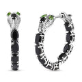 Thai Black Spinel and Chrome Diopside 11.50 ctw Serpent Earrings in Rhodium Over Sterling Silver - Sticky add to cart bar