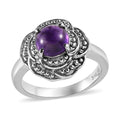 African Amethyst Solitaire Ring in Stainless Steel (Size 10.0) 1.40 ctw - Sticky add to cart bar