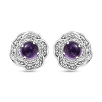 African Amethyst 1.10 ctw Knotted Earrings in Stainless Steel