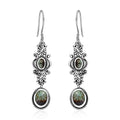 Artisan Crafted Blue Horizon Turquoise 2.50 ctw Floral Earrings in Black Oxidized Sterling Silver - Sticky add to cart bar