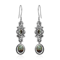 Artisan Crafted Blue Horizon Turquoise 2.50 ctw Floral Earrings in Black Oxidized Sterling Silver