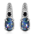 Boulder Opal Triplet and Midnight Sapphire 0.80 ctw Earrings in Stainless Steel - Sticky add to cart bar