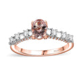 Premium Pink Morganite and Moissanite Bridge Ring in Rhodium and 18K Vermeil Rose Gold Over Sterling Silver 1.20 ctw - Sticky add to cart bar