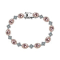 Premium Pink Morganite, Multi Gemstone Halo and Floral Bracelet in 18K Vermeil RG and Rhodium Over Sterling Silver (7.25 In) 11.50 ctw - Sticky add to cart bar