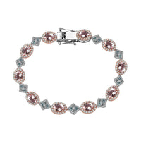 Premium Pink Morganite, Multi Gemstone Halo and Floral Bracelet in 18K Vermeil RG and Rhodium Over Sterling Silver (7.25 In) 11.50 ctw