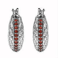 Karis Simulated Red Diamond Hoop Earrings in Platinum Bond 1.85 ctw