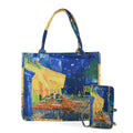 2-piece Set Van Gogh Starry Night Painted Tote Bag (15.9"x4.7"x13.6") and Cellphone Bag (7.9"x4.3"x0.78") - Sticky add to cart bar