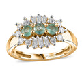 Boyaca Colombian Emerald, White Zircon Ring in 18K Vermeil YG Over Sterling Silver (Size 10.0) 1.00 ctw - Sticky add to cart bar