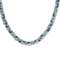 Larimar and Multi Gemstone 89.38 ctw Necklace in Platinum Over Sterling Silver 18 Inches