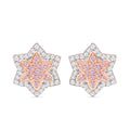Natural Pink and White Diamond I3 0.50 ctw Floral Earrings in Vermeil Rose Gold Over Sterling Silver - Sticky add to cart bar