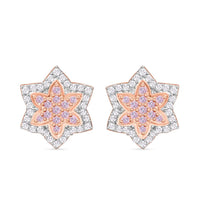 Natural Pink and White Diamond I3 0.50 ctw Floral Earrings in Vermeil Rose Gold Over Sterling Silver