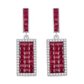 Simulated White and Ruby Color Diamond Earrings in Rhodium Over Sterling Silver - Sticky add to cart bar