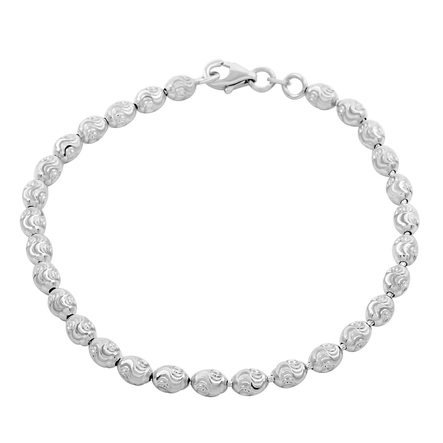 Italian Rhodium Over Sterling Silver Chicco Chain Bracelet (7.50 In) 4.30 Grams