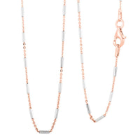 Italian 14K RG Over and Sterling Silver Diamond-cut Tube Chain Necklace 18 Inches 3 Grams