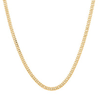 Italian 14K Yellow Gold Over Sterling Silver Double Curb Link Pave Chain Necklace 20 Inches 19.8 Grams