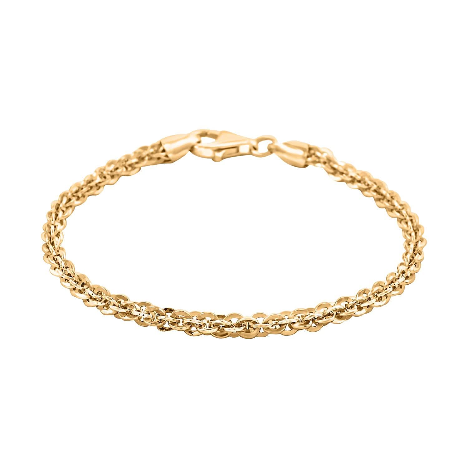 Italian 14K Yellow Gold Over Sterling Silver Vortex Chain Bracelet (7.50 In) 7 Grams