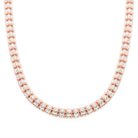 Italian 14K RG Over and Sterling Silver Round Ice Chain Necklace 18 Inches 30.4 Grams
