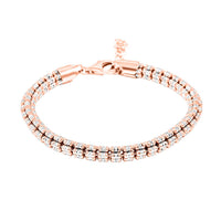 Italian 14K RG Over and Sterling Silver Round Ice Chain Bracelet (7.25 In) 12.20 Grams