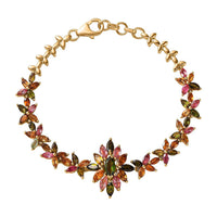 D'Joy Multi-Tourmaline 6.00 ctw Floral Harmony Bracelet in 18K Vermeil Yellow Gold Over Sterling Silver (6.50 In)