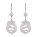 Natural Jade 40.00 ctw Carved Dragon Earrings in Rhodium Over Sterling Silver - Sticky add to cart bar