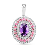 Rhapsody 950 Platinum AAAA Madagascar Purple Sapphire and Pink Spinel, Diamond E-F VS Pendant 4.85 Grams 1.60 ctw