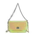 Aurora Borealis Sequin and Faux Leather Crossbody Bag (9.8"x3.15"x6.3") with Dual Metal Chain Strap (47") - Sticky add to cart bar
