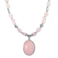 Galilea Rose Quartz Beaded Necklace (20 Inches) in Sliverstone 300.00 ctw - Sticky add to cart bar