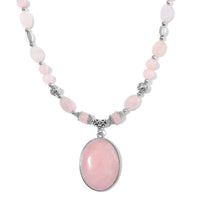 Galilea Rose Quartz Beaded Necklace (20 Inches) in Sliverstone 300.00 ctw