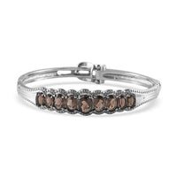 African Amethyst Bangle Bracelet With Adjustable Lock in Stainless Steel (7.25 In) 6.50 ctw