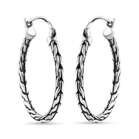 Sterling Silver Tulang Naga Hoop Earrings 6.46 Grams