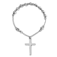 Cross Charm Bracelet in Stainless Steel (7.50 In)