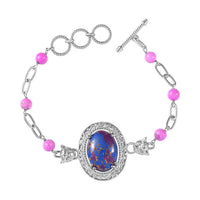 Karis Purple Turquoise Paper Clip Bracelet in Platinum Bond (6.50-800In) 23.10 ctw