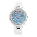 GENOA Austrian Crystal Miyota Japanese Movement Watch with Light Green Faux Leather Strap - Sticky add to cart bar