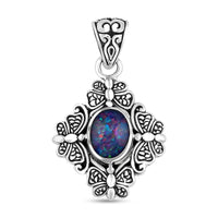 Bali Legacy Boulder Opal Triplet 1.75 ctw Butterfly Pendant in Sterling Silver