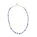 Blue Glass Beaded Necklace in Goldtone 36-38 Inches - Sticky add to cart bar