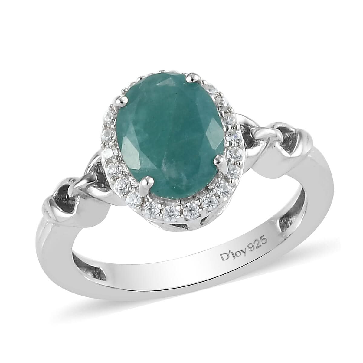 Grandidierite, Natural White Zircon Ring in Platinum Over Sterling Silver (Size 9.0) 2.00 ctw