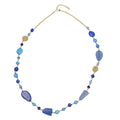 Blue Glass Beaded Necklace 32.5 Inches in Goldtone - Sticky add to cart bar