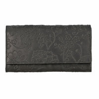 RFID Protected 100% Floral Embossed Genuine Leather Women's Wallet