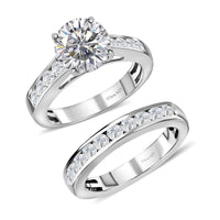 DOORBUSTER White Moissanite Stackable Band Ring in Platinum Over Sterling Silver (Size 10.0) 2.65 ctw