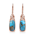 TLV Matrix Chestnut Brine Turquoise Solitaire Lever Back Earrings in 14K RG Over Copper 7.85 ctw - Sticky add to cart bar
