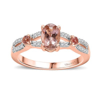 Premium Blush Tourmaline, Moissanite Ring in 18K Vermeil RG Over Sterling Silver (Size 10.0) 1.10 ctw