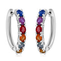 Premium Multi Sapphire 2.65 ctw Hoop Earrings in Rhodium Over Sterling Silver - Sticky add to cart bar